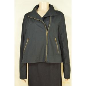 BCBG Maxazria jacket SZ M black moto zippers loose